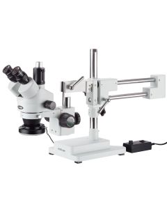 AmScope - 7X-45X Simul-Focal Stereo Zoom Microscope on Dual Arm Boom Stand + 144-LED Ring Light - SM-4TP-144